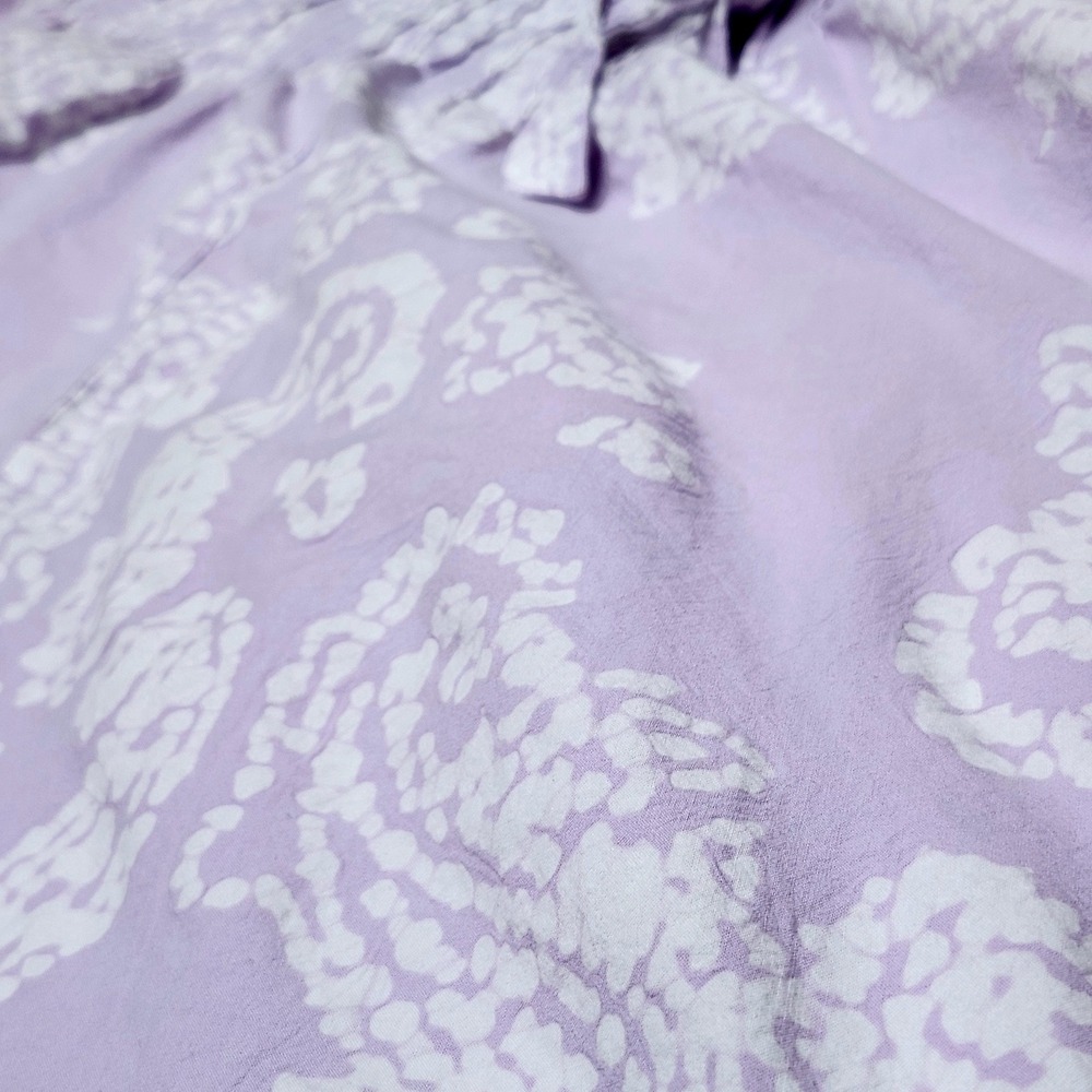 Valerie Stevens Pleated Boho Cotton Paisley Midi Skirt Lilac Tie Waist Sz 14 - Picture 4 of 8